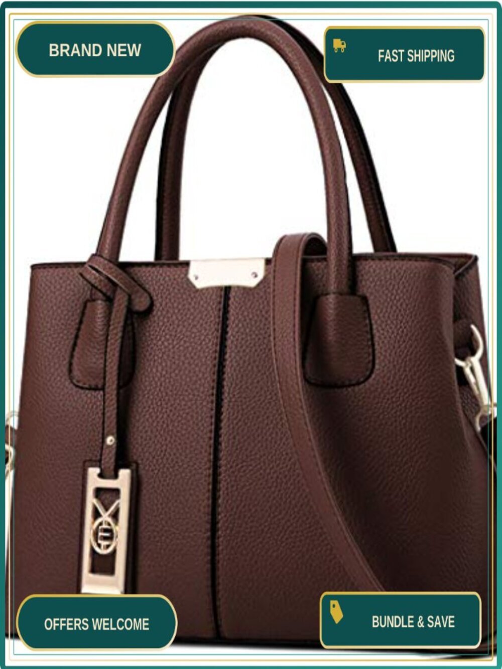 PU Leather Satchel Handbag Tote Shoulder Bag Crossbody Purse